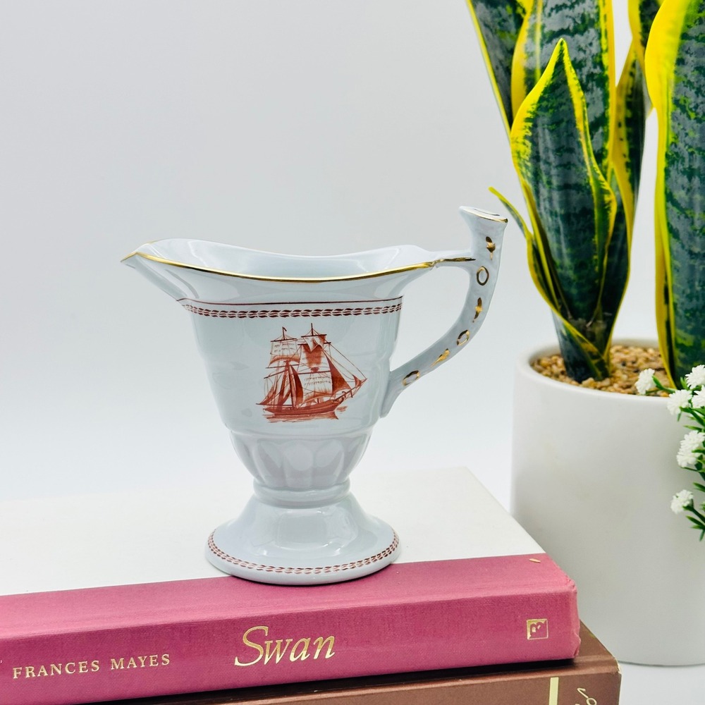 Vintage Spode Tradewinds Red Creamer Brig Eliza &‎ Brig Built 1820 Nautical Ship